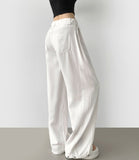 Summer Tencel Cooling Hem Snap Tick Long Wide Cotton Pants