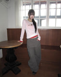 Dehin Pintuck Tencel Layered Long Sleeve T-shirt