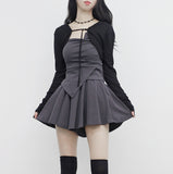 pesh string bolero + shirring sleeveless + shorts set