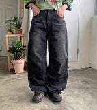 [unisex] Dehu washing wide parachute denim pants