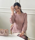 Berin Tweed Puff Peplum Blouse