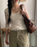 Leona Flower See-through Three Quarter T-shirt