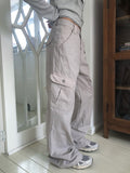 Buo Diagonal Cargo Pocket Cotton Bootcut Pants