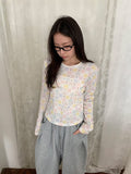 Hideni Flower Patchwork Punching T-shirt