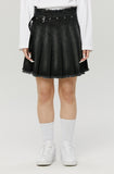 BUCKLE DENIM PLEATS SKIRT