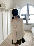 Lipu boat neck overfit soft long sleeve knit
