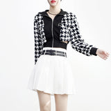 Monet Hound Checked Fur Jacket