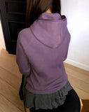 Bre High Neck Waffle Warmer Hooded Long Sleeve T-Shirt