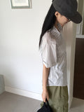 Index Stripe Rollup Collar Short Sleeve Shirt