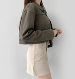 Suede Collar Crop Jacket