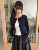 Mien Round Button Long Sleeve Cardigan