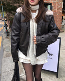 Kati Real Raccoon Fur Leather Jacket