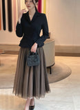 Meryl Banding Two-Tone Double Tulle Skirt