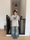 Tume Washing Cut Denim Wide Pants