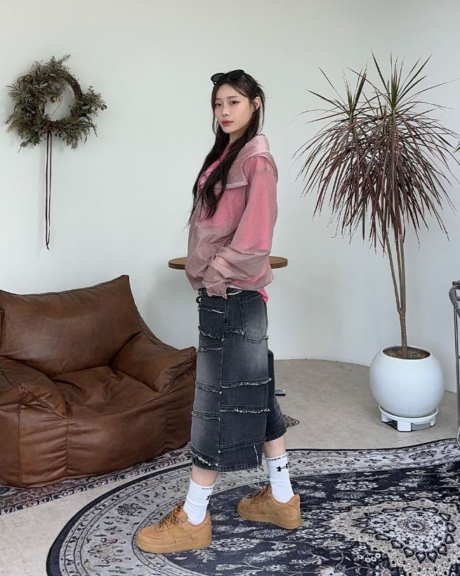 【SATIIIZ】Kaid Unbalance Bermuda Denim Pants SATIIIZ (サティーズ) - カイドアンバランスバミューダデニム