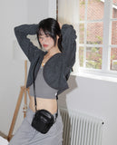 Roching lace duffel button crop hood cardigan