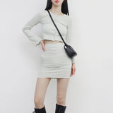 Morine Wave Cardigan + Skirt Set