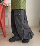 Checker Parachute Banding Wide Cargo Pants