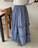 Lainyu Check Frill Tiered Long Skirt