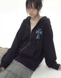 DOT CROSS Embroidered Hood Zip-Up