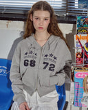 [2-WAY] Three Star CROP Hood Zip-Up