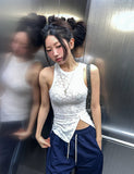 China lace hook slit sleeveless