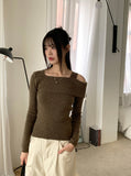 Risher Unbalance One Shoulder Off Square Knit