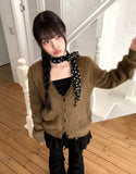 Laha Angora V-neck Fur Cardigan