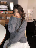 Mayo Pocket Loose Fit High Neck Knit Cardigan