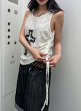 Vintage Cross Lace String Sleeveless