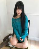 Rubbers One-Shoulder Long-Sleeve Knit