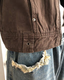 [MADE] Bader Eyelet Cut Collar Washed Cotton Jacket