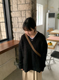 Cotina V-neck Slit Cable Knit