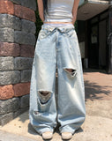 Coats Reverse Damage Wide Denim Pants