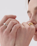 Champagne Full Moon Slim Silver Ring M