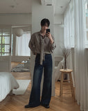 Donen Washed Flare Wide Denim