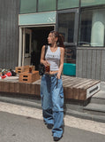 Cutout Zipper Cargo Two-Way Denim Pants
