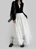 Feather See-Through Tiered Skirt