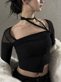 Mesh see-through string t-shirt