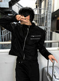 Thesby Double Zipper Tweed Suede Biker Jacket