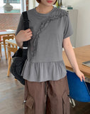 Elg Summer Frill Stripe Short Sleeve Tee