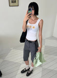 BUTTON CAPRI PANTS