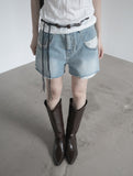 Out-pocket denim shorts