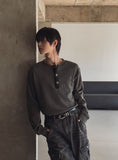 Esta Crop Waffle Henley Neck T-Shirt