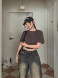 look side folding washing denim pants