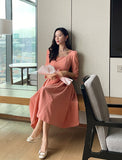 Newvier Heart Neck Puff One Piece