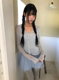 Noir Wavy Ribbed Cardigan
