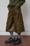 eyelet leather bermuda pants