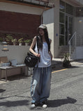 Side Damage Balloon Banding Denim Pants