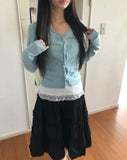 Duhi Twisted Button Long Sleeve Cardigan